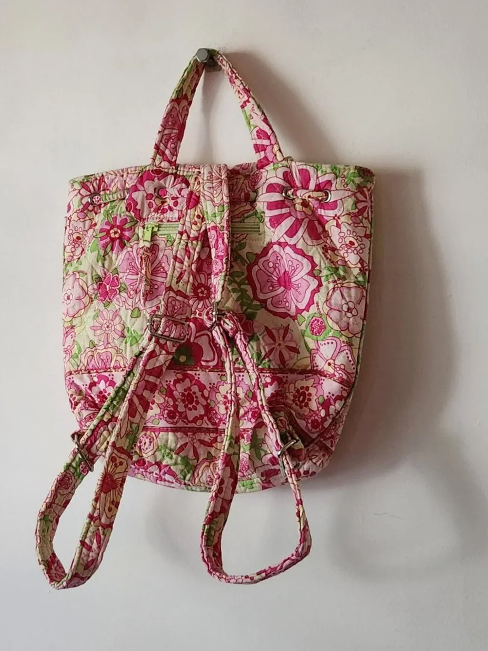 Vera Bradley backpack Petal Pink floral pink yellow green GUC